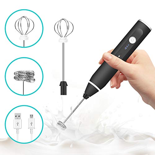 SYOSIN Milk Frother,USB Rechargeable 3 Speeds Mini Handheld Electric  Blender Mixer-Whisk Drink Mixer for Bulletproof Coffee,Mini