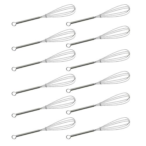 CHuangQi (Pack of 12) 7 inch Stainless Steel Whisk for Cooking, Blending, Whisking, Beating, Stirring, Balloon Whisk/Kitchen