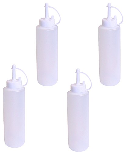 Chef Craft Pack of 4 Plastic Squeeze Bottles with Caps