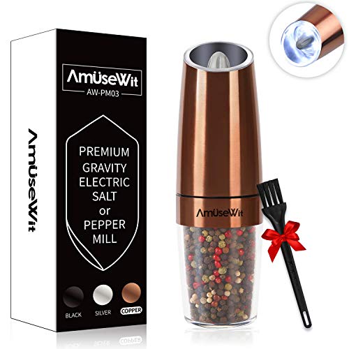 AmuseWit Gravity Electric Pepper Grinder or Salt Grinder Mill