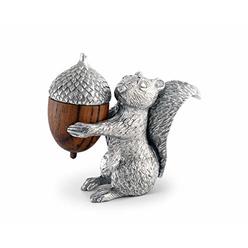 Vagabond House Pewter Squirrel with Wood Acorn Salt and Pepper Shaker Set; 3" Tall