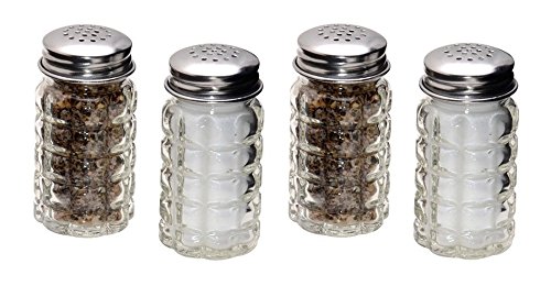 Retro Style Salt and Pepper Shakers with Stainless Tops (4)
