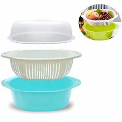 WICool 3 in 1 Dish Tub and Colander Set with Lid, Vegetable Washer with Bowl, Dishpan Strainer Basket Lettuce Washer and Dryer -
