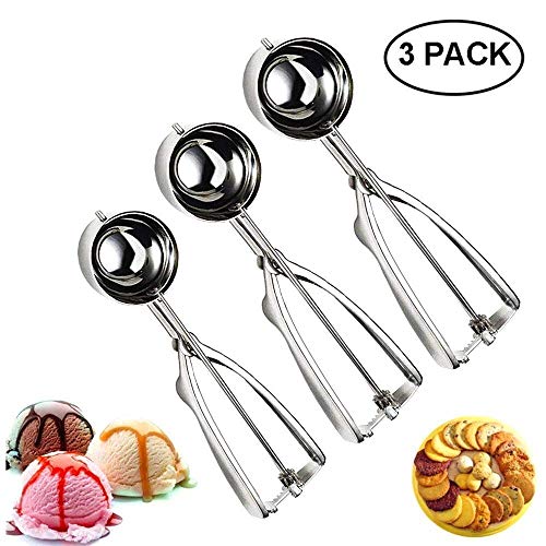 Ice Cream Scoop Set, 3 Pcs Stainless Steel Ice Cream Scoop Trigger Include  Small Sizeï¼ˆ1.57