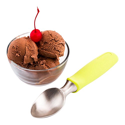 Restaurantware Solid Stainless Steel Ice Cream Scoop with Non Slip Rubber Comfort Grip Handle: Perfect for Ice Cream Shops, Restaurants, and