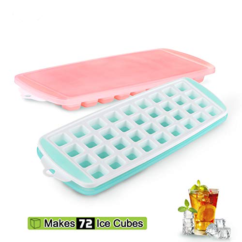 Small Silicone Ice Cube Molds, 2 Pack Easy-Release Ice Trays Make 72-Ice  Cube, Stackable Ice Mold