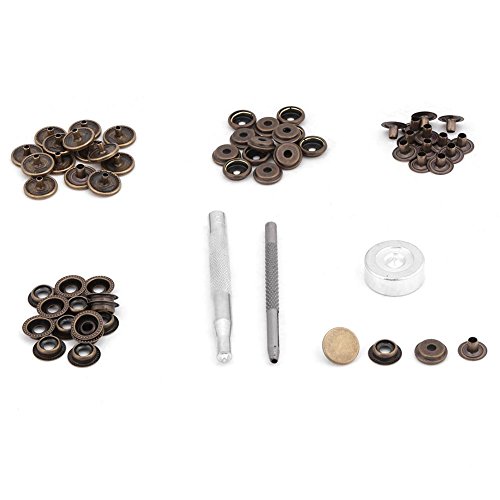 Walfront 15 Set Snap Fastener Kit Button Tool Press Studs Fastener Snap on  Set Clothing Snaps Kit Fixing Tool for Fabric, Leather
