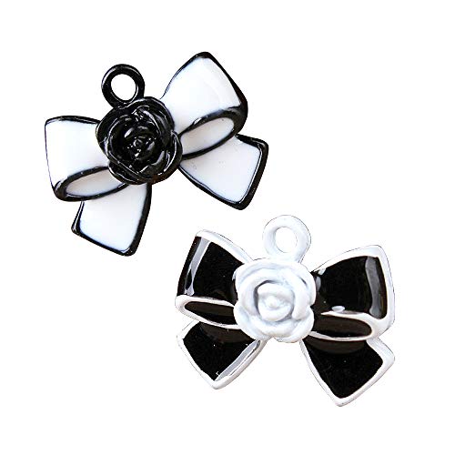 Charm M269-E 8pcs New Cute Black White Bow Bracelet Charms Pendants Wholesale