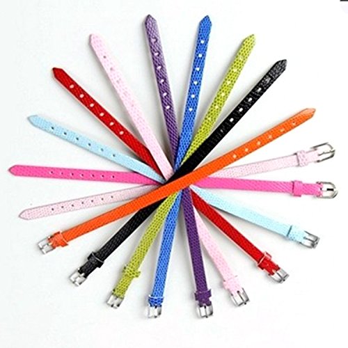 Ginooars 20pcs Mix Colors 8mm Slide Wristbands/Bracelets for 8mm Slide Letters,Jewelry Making Charms