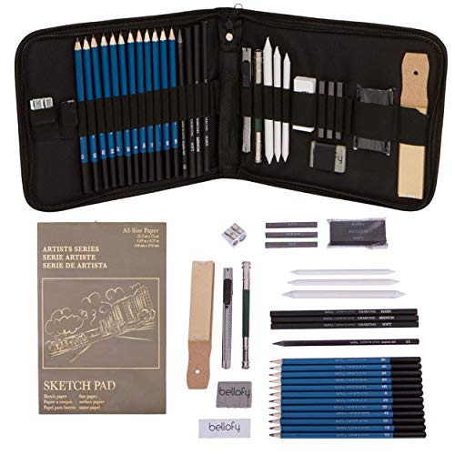 Bellofy Professional Drawing Kit Artist Drawing Supplies Kit | 33-piece  Sketch Kit, Erasers, Kit Bag, Free Sketchpad 
