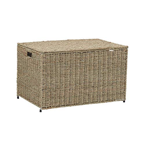 Household Essentials Light Brown ML-5665 Decorative Wicker Chest with Lid for Storage and Organization | Large