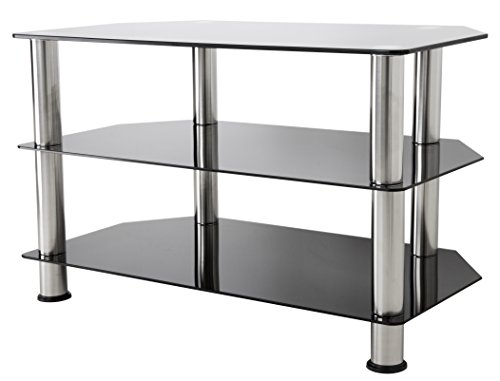 AVF SDC800-A TV Stand for Up to 42-Inch TVs, Black Glass, Chrome Legs