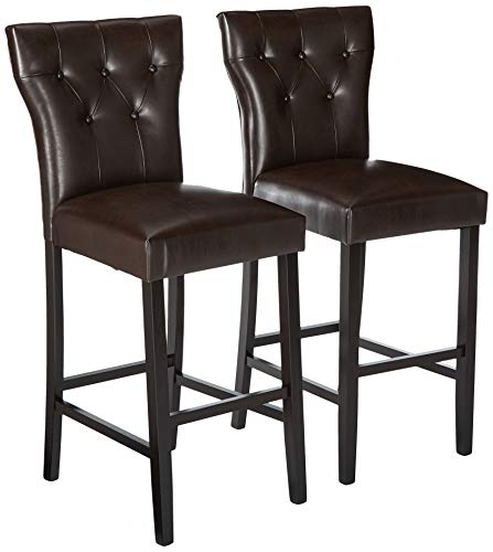 Christopher Knight Home Cadwallader Leather Barstools, 2-Pcs Set, Brown