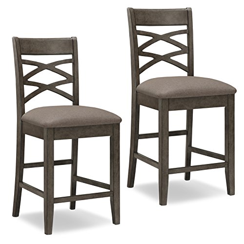Leick Furniture Double Cross Counter Height Bar Stool (Set of 2), Grey