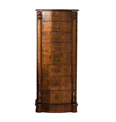 Hives and Honey Traditional Jewelry Armoire with Mirror, 38", Antique Walnut
