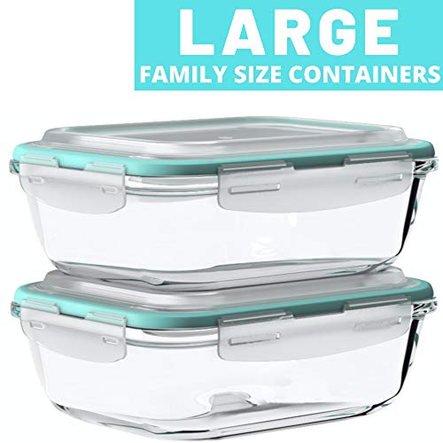 Vallo Large Glass Food Storage Containers with Snap Lock Lids for