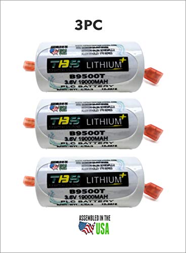 TOP BATTERY SOLUTIONS 3PC B9500T; 3.6 Volt, 19000 mAh, Allen Bradley PLC Replacement Battery