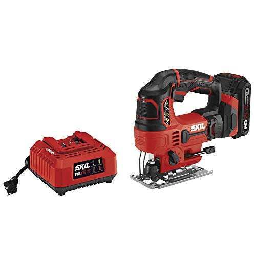 SKIL 20V 7/8 Inch Stroke Length Jigsaw, Includes 2.0Ah PWRCore 20 Lithium Battery and Charger - JS820302