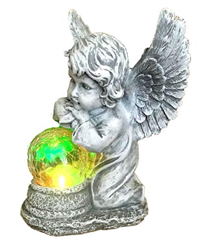 Bo-Toys Solar Powered Angel with Solar Glowing Globe LED Garden Light Decor Color Change