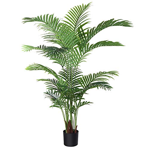 Fopamtri Artificial Areca Palm Plant 5 Feet Fake Palm Tree with 17 Trunks Faux Tree for Indoor Outdoor Modern Decoration