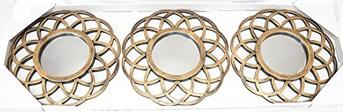 All American Collection New 3 Piece Decorative Mirror Set, Wall Accent Display (Golden Globe)