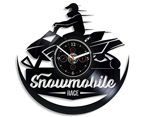 HandmadeCorp Kovides Snowmobile Wall Clock Vintage Vinyl Record Retro Wall Clock Snowmobile Art Exclusive Wall Clock 12 Inch
