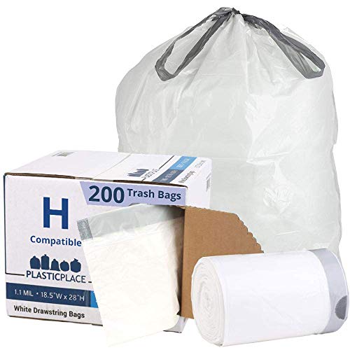 Plasticplace W18528W11DCR Custom Fit Trash Bags â”‚ Simplehuman Code H Compatible â”‚ 8-9 Gallon / 30-35 Liter White