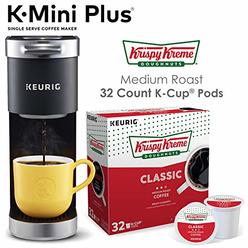 Keurig K-Mini Plus Single Serve Coffee Maker with Krispy Kreme Coffee Pods, 32 count
