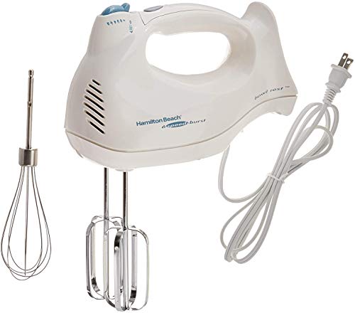 Hamilton Beach Brands Inc. Hamilton Beach Power Deluxe 6-Speed Electric Hand Mixer with Snap-On Storage Case, QuickBurst, Beaters, Whisk, Bowl Rest,