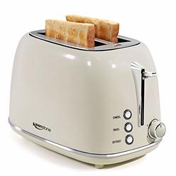 Keenstone Liry Products toasters 2 slice stainless steel toasters with bagel, cancel, defrost function and 6 bread shade settings bagel toaster (cream)