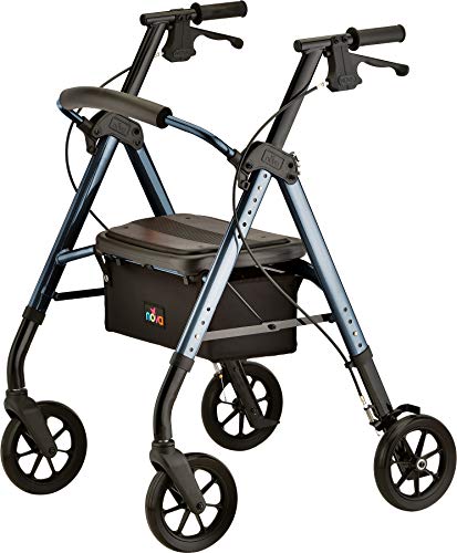 Nova Medical Products NOVA Star DX Heavy Duty Bariatric Rollator Walker with Extra Wide Padded Seat, 8â€ Wheels, Fold Lock Feature, Rolling Walker