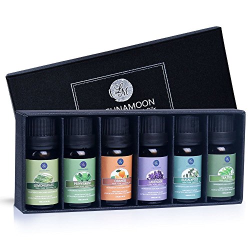 Lagunamoon Essential Oils Top 6 Gift Set  Pure Essential Oils for Diffuser, Humidifier, Massage, Aromatherapy, Skin & Hair