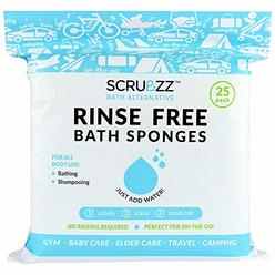 Scrubzz Disposable No Rinse Bathing Wipes - 25 Pack - All-in-1 Single Use Shower Wipes, Simply Dampen, Lather, and Dry