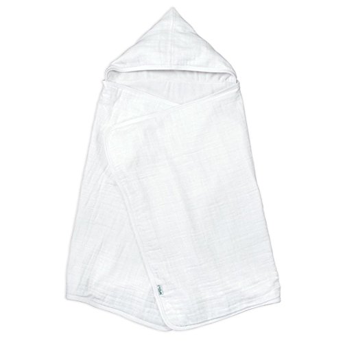 green sprouts Muslin Hooded Towel Made from Organic Cotton, White, 0-4 Years