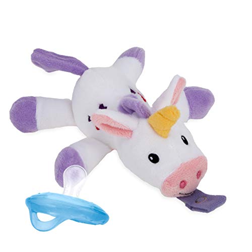Nuby Calming Natural Flex Snuggleez Pacifier with Plush Combo Set for Cuddling with Comfort, 0M+, Unicorn