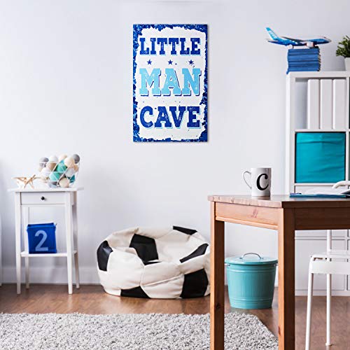 Jetec Little Man Cave Wood Sign Children Cave Sign Door Elegant Wood Sign Bedroom Sign Hanging Toddler Boys Room Decor Wall Art