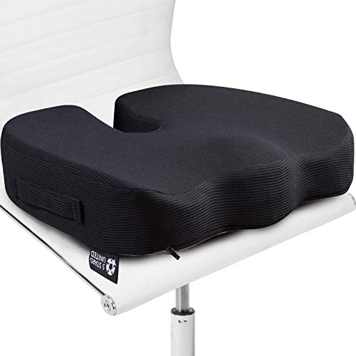 5 STARS UNITED Seat Cushion Pillow for Office Chair - 100% Memory Foam Firm  Coccyx Pad - Tailbone, Sciatica, Lower Back Pain Relief 