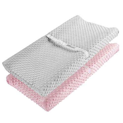 ACEMOMMY changing Pad cover, AceMommy Ultra Soft Minky Dots Plush changing Table covers Breathable changing Table Sheets Wipeable Diaper 