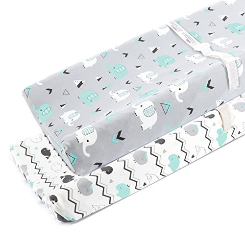 Brolex Stretchy Changing Pad Covers for Boys Girls,2 Pack Jersey Knit,Elephant & Whale