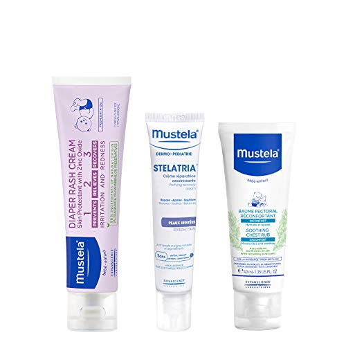 Mustela Baby Boo Boo First Aid Kit with Diaper Rash Cream, Stelatria  Recover Cream, and Soothing Chest Rub, 3 ct.