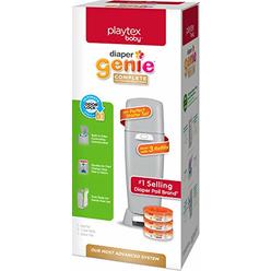 Diaper Genie Playtex Diaper Genie Complete Diaper Pail, with Built-in Odor Controlling Antimicrobial, Includes 1 Pail and 3 Max Fresh