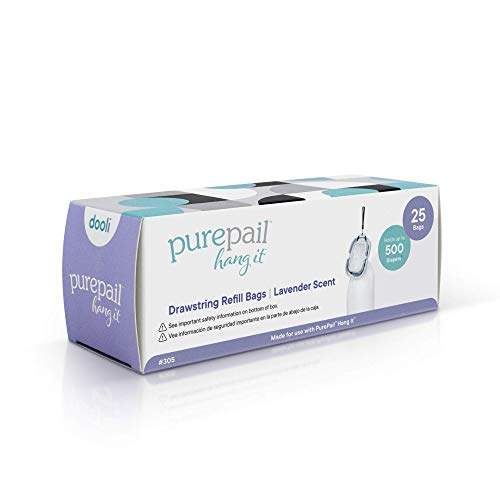 Dooli PurePail Hang It Refill Bags, Use with PurePail Hang It Diaper Pail (Sold Separately), Lavender Scent, 25 Bags (305)