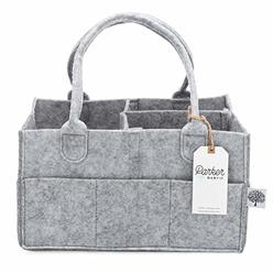 Parker Baby Co. Parker Baby Diaper Caddy - Nursery Storage Bin and Car Organizer for Diapers and Baby Wipes - Grey