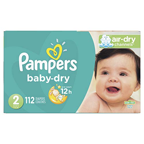 Pampers Diapers Size 2, 112 Count - Pampers Baby Dry Disposable Baby Diapers, Super Pack