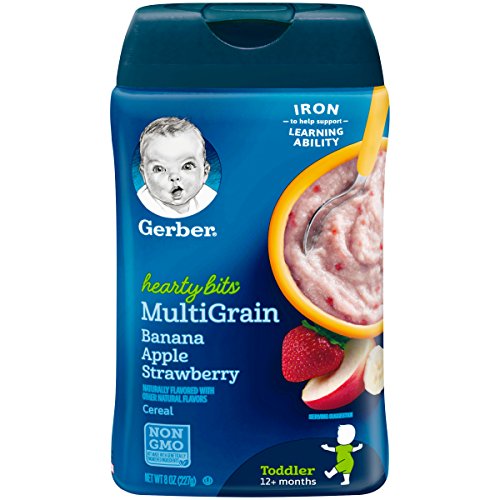 Gerber Baby Cereal Hearty Bits Multigrain Cereal Banana Apple Strawberry, 8 Ounce, Pack of 6