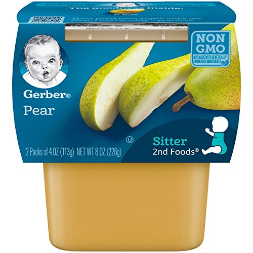 Gerber 2nd Foods Pears, 4 Ounce Tubs, 2 Count (Pack of 8)