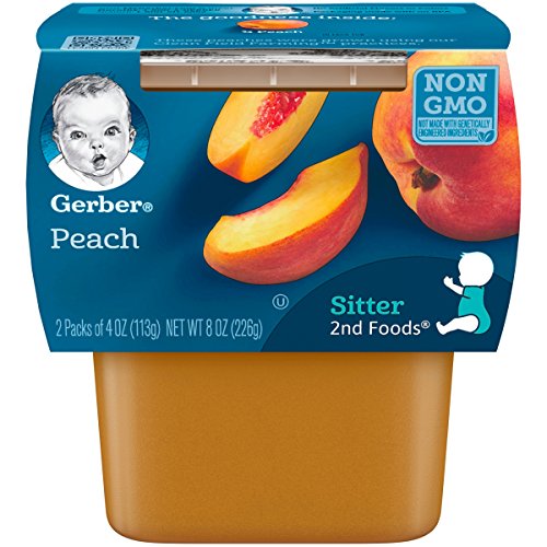 Gerber 2nd Foods Peaches, 4 Ounce Tubs, 2 Count (Pack of 8)