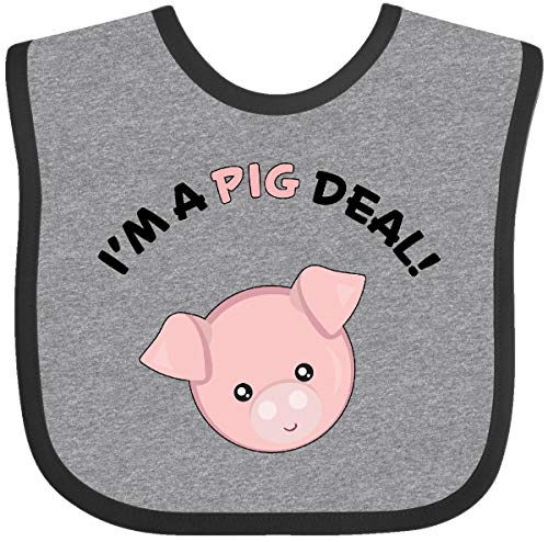 Inktastic I'm a Pig Deal Cute Pig Pun Baby Bib Heather and Black