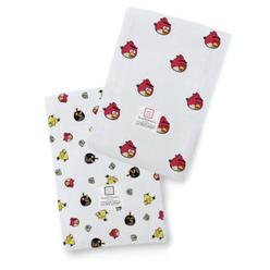 SwaddleDesigns Angry Birds Baby Burpies, Set of 2 Cotton Burp Cloths, Red Bird