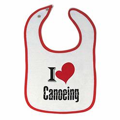 Cute Rascals Toddler & Baby Bibs Burp Cloths I Love Canoeing Sport Canoe Cotton Items for Girl Boy Gifts Ag White Red Design Only